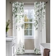 thumbnail image 4 of Sage Green Leaves Sheer Curtains 84 Inch Length 2 Panels Set for Living Room/Bedroom, Summer Botanical Kitchen Curtains with Grommet Semi-Sheer Curtains Drapes Voile Window Treatments 42"x84"x2, 4 of 7