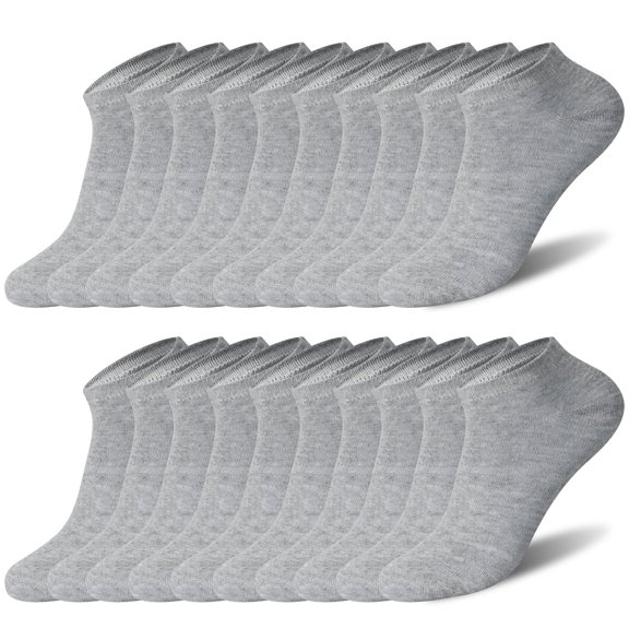 Bocaoying 10 Pairs Unisex No Show Low Cut Socks, Cotton Athletic Socks for Daily, Travel, Grey, One Size
