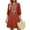 Orange, variant on Odbmxy Boho Midi Dresses for Women 3/4 Sleeve Fall Cotton Linen V-Neck Dresses for Women Vacation Peasant Embroidery