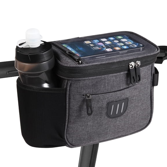 Bike Handlebar Bag,Large Bicycle Front Storage Pouch Bag,6.5 inch Transparent Pouch with Shoulder Strap