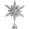 thumbnail image 1 of Decoración para árbol de Navidad con forma de estrella plateada con purpurina 3D, 1 of 6