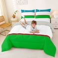 thumbnail image 3 of Manfei Uzbekistan Flag Queen Comforter Set,White Green Red Comforter Sets Queen,Light Gray Reversible,3-Piece,1 Comforter and 2 Pillowcases, 3 of 7