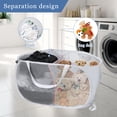 thumbnail image 3 of Toplive Pop Up Laundry Hamper Mesh Laundry Basket, Collapsible Popup Hamper Dirty Clothes Basket with 2 Compartments, Side Pocket, Carry Handles for Home, Dorm, Bathroom, Bedroom, Travel-White, 3 of 7