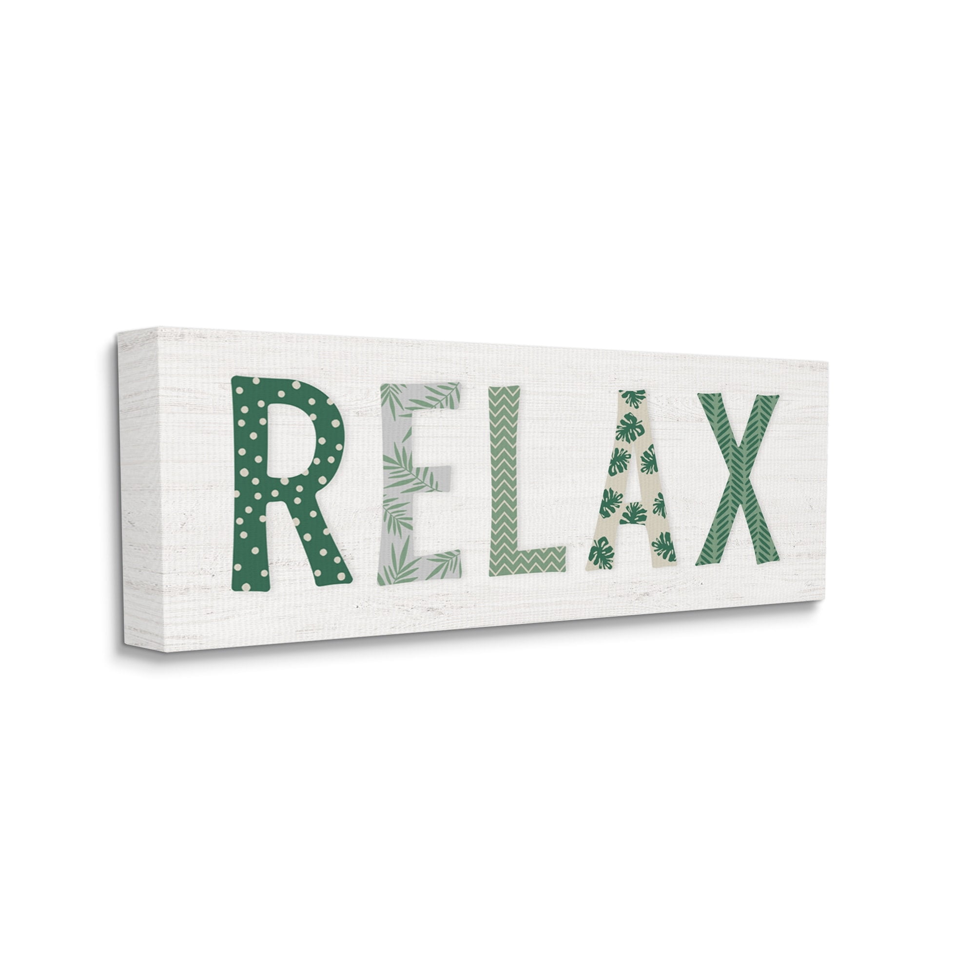 Stupell Industries Relax Forest Leaf Letter Pattern Relaxation Sentiment,48 x 20, Design by Natalie Carpentieri
