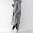 thumbnail image 5 of Women's Plus Size Hooded Trench Coat, Casual Long Jacket, Lightweight Spring Fall Coat, Loose Fit Outerwear, Everyday Long Sleeve Coat Grey S, 5 of 5