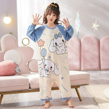 

Kawaii Sanrios Kuromi Cinnamoroll My Melody Hello Kitty Spring Autumn Child Piece Pajamas Cartoon Boys Girls Children Homewear