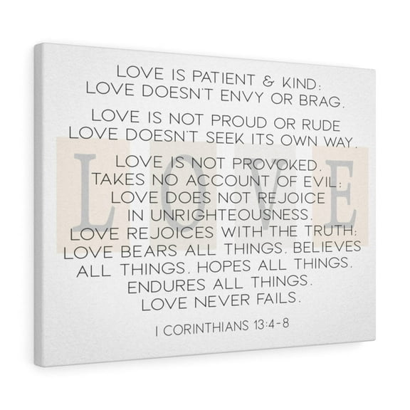 Scripture Walls Love is 1 Corinthians 13:4-8 Wall Art Christian Home Decor Unframed