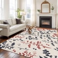 thumbnail image 2 of Grey Red Botanical Area Rugs 5'x8', Washable Small Throw Rugs for Classroom Bedroom, Rustic Country Spring Floral Summer Leaf Indoor Outdoor Rug Non-Slip Low Pile Carpet Runner Reversible Floor Mats, 2 of 8
