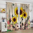 thumbnail image 4 of Sunflower Curtains, Vintage Wood Panel Sunflower Butterfly Floral Bedroom Living Room Nursery Window Decorative Curtains 55x63in, 4 of 6