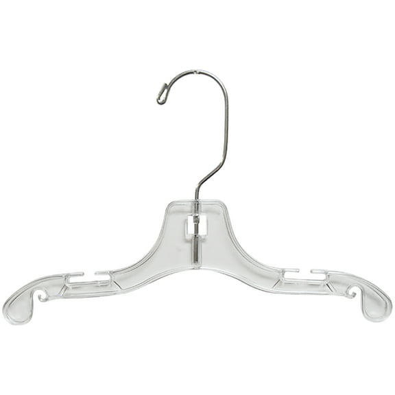 10 Inch Clear Plastic Baby Top Hanger with Notches and Swivel Hook (Box of 25)