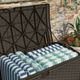 thumbnail image 5 of Suncast Coffre de Terrasse de Rangement Extérieur en Résine Osier de 72 Gallons, Brun (Lot de 4), 5 of 5