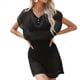 thumbnail image 1 of Vestido de Crochet para Mujer, de Corta y Cuello en V, Ideal para Verano Negro XL, 1 of 9