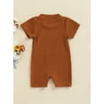 thumbnail image 4 of Gzhioc Baby Boy Girl Summer Jumpsuit, Short Sleeve Round Neck Solid Color Ribbed Romper, 4 of 9