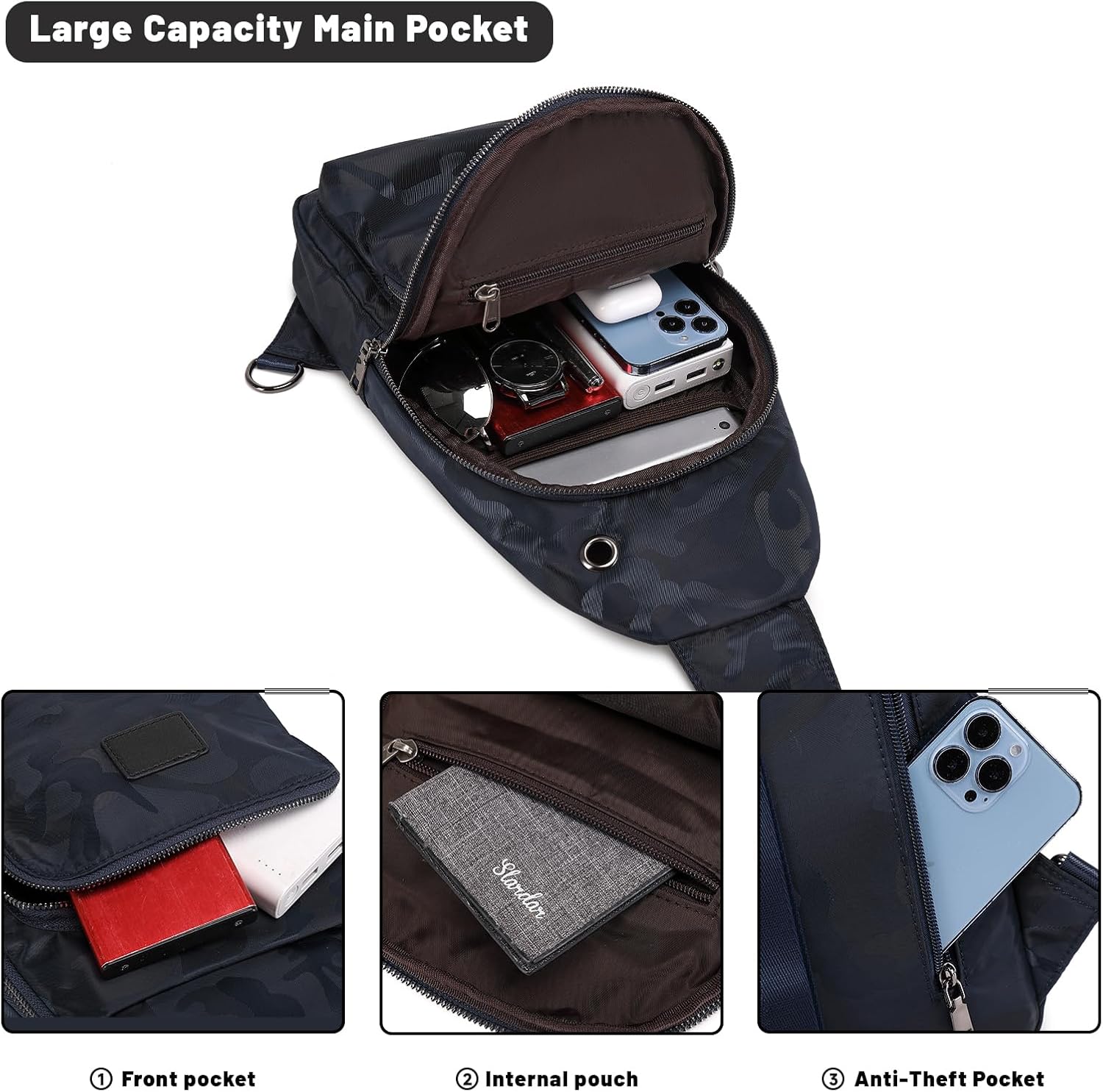 Mygreen Men‘s Crossbody Sling Bag Single-shoulder Bag Chest Bag Outdoors Travel Hiking Chest Bag Daypack for Men