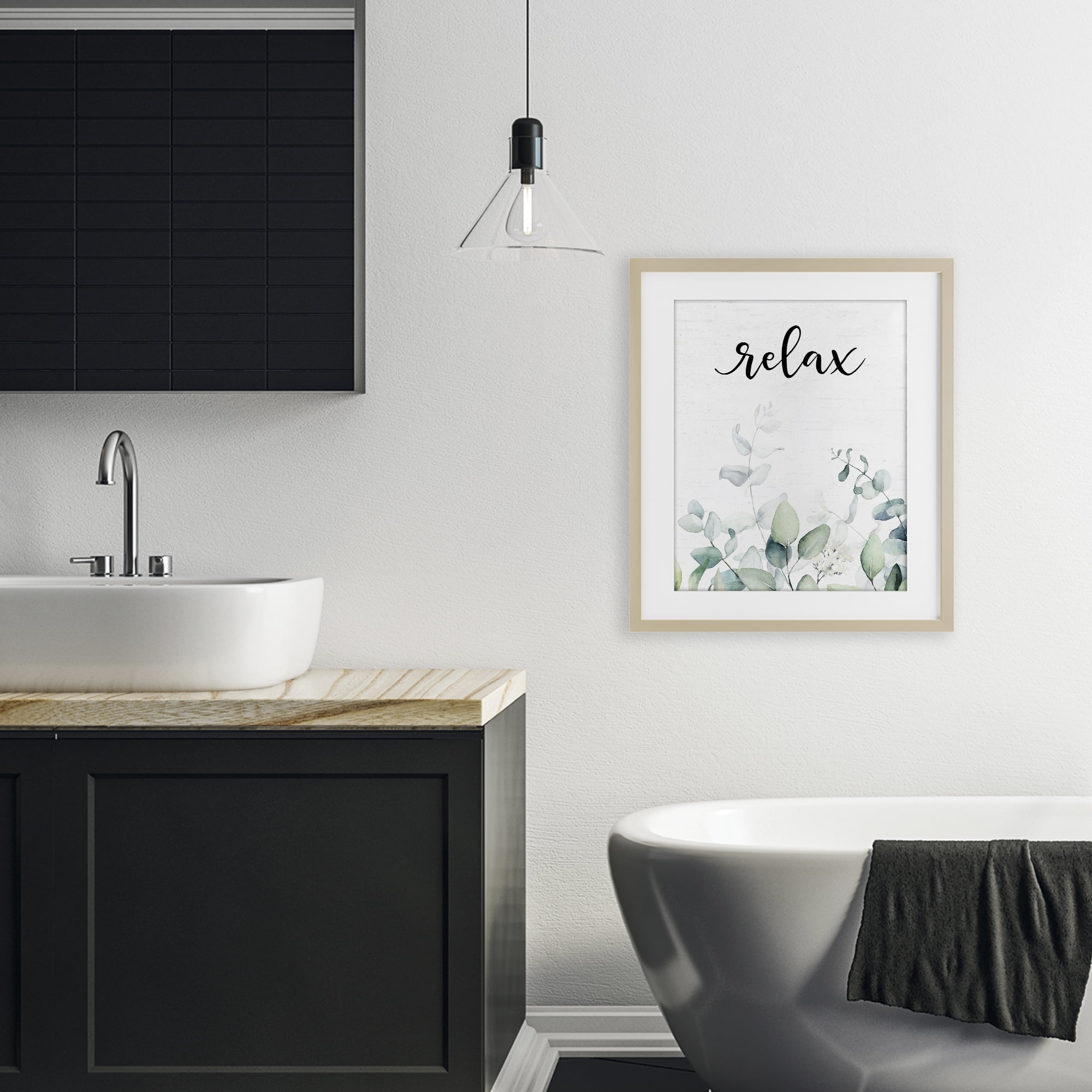 Relax Leafy Herbs Birch Framed Print Under Glass, design by Lettered and Lined