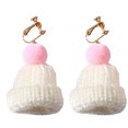 thumbnail image 1 of Christmas Drop Earrings Pom Pom Knit Hat Hook Dangle Earrings Clip on Earrings, 1 of 10