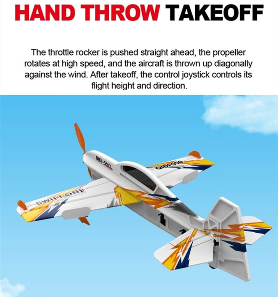 QIDI-550 RC Airplane One-Key Hanging Stunt Fixed Wing with Wind Resistant Flight Ready to Fly Orange