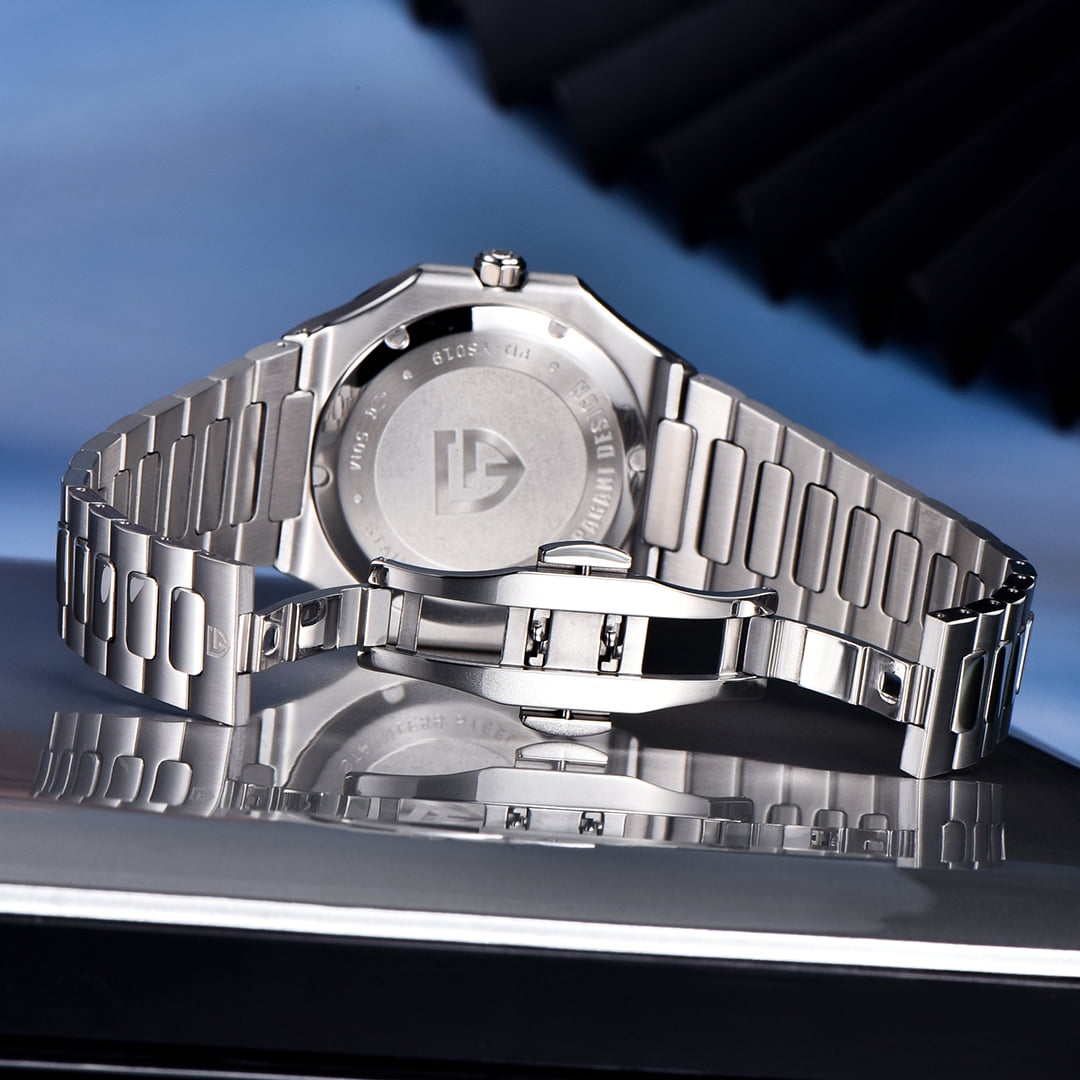 PAGANI DESIGN Men's Quartz Watch 37MM Stainless Steel Sports Waterproof Business Wrist Watch for Men, Synthetic Sapphire, Japan TMI VH31 Movt, PD-YS019