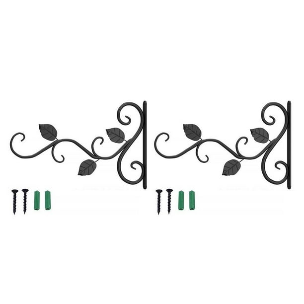 Matsuzay Estante para flores, estructura metálica, decoración, soporte colgante, exquisita planta, suministros de jardín, instalación negro 2Conjunto