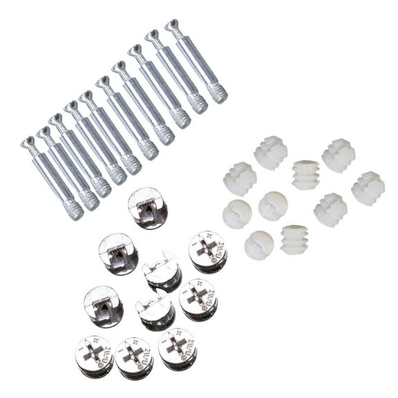 YOSADIER Cam Lock Fittings 24 Sets White Iron Plastic Nylon Corner Connectors Fixing Screws Stable Hardware