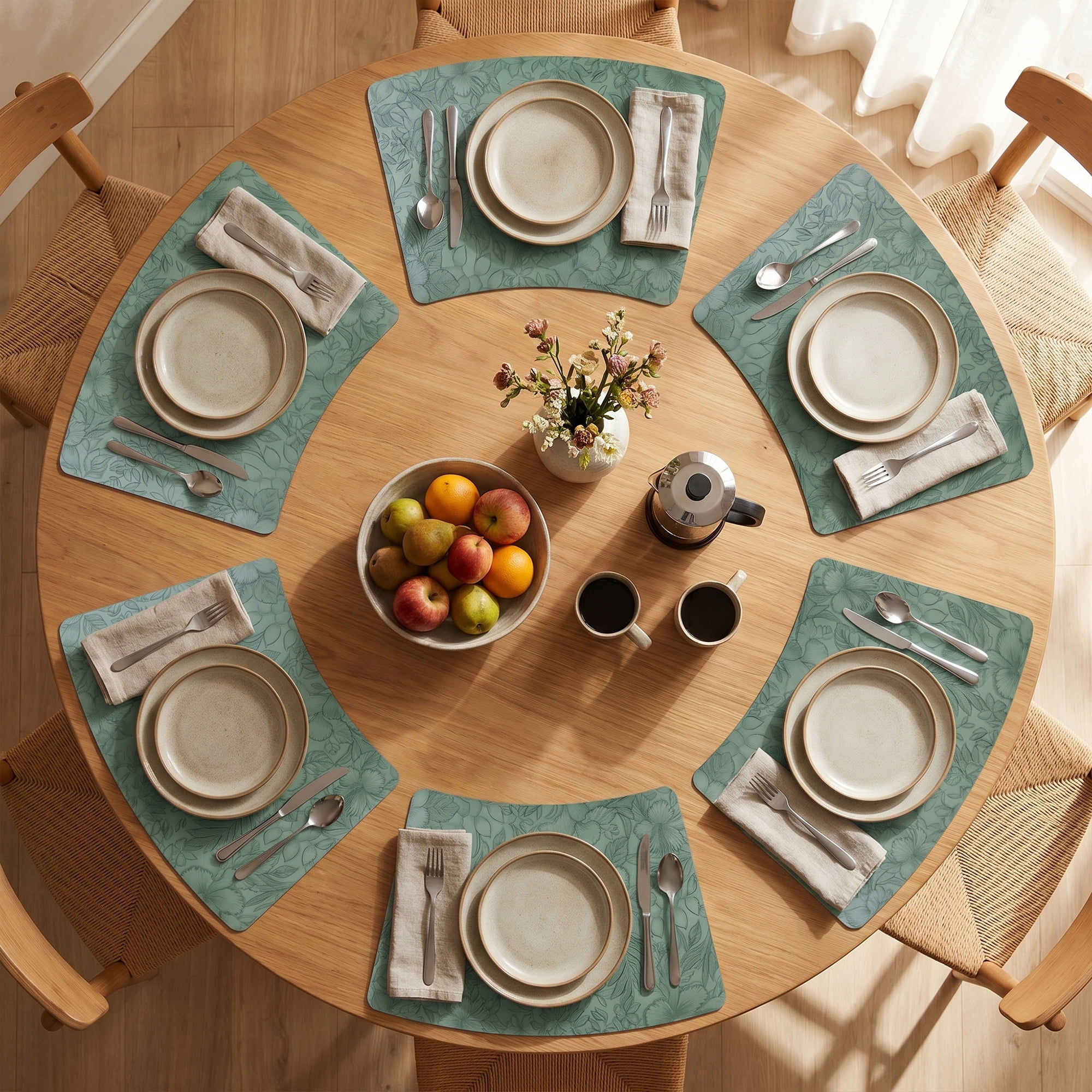 Unique Bargains Set of 6 Place Mat Faux Leather Table Placemats Washable Green 19x12in