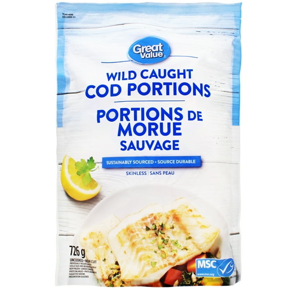 Great Value Wild Caught Cod Portions, 726 g