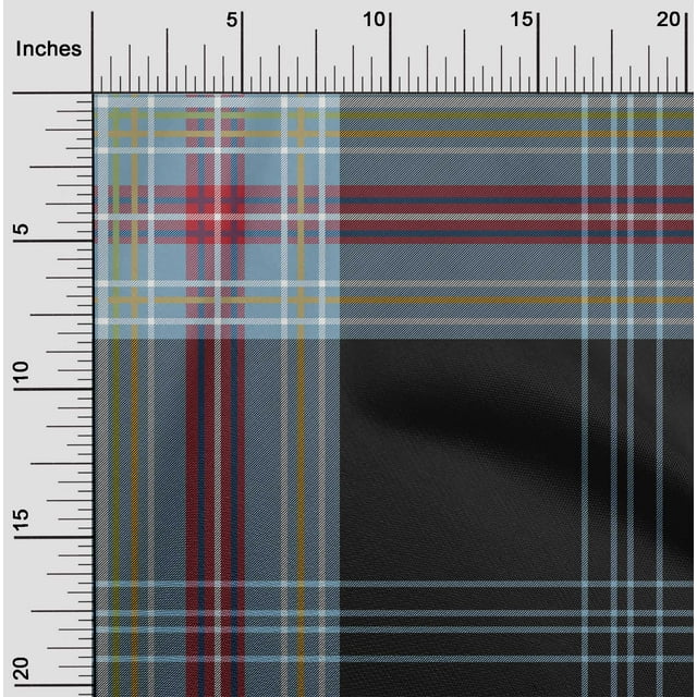 oneOone Tissu Polyester Lycra Tartan à Carreaux Imprimé 1 Yard 56 Pouces de Large