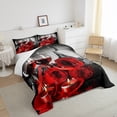 thumbnail image 4 of Red Rose Comforter Set, Romantic 3D Rose Bedding Comforter Sets, Wine Glass Blossom Floral Bedding, Eiffel Tower Flower Petals Down Comforter Valentine's Day Bedroom Decor, Twin Size, 4 of 5