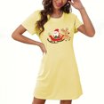 thumbnail image 1 of Camisón corto navideño para mujer, talla grande, cuello redondo, manga corta, estampado en el pecho, vestido de noche para mujer, 1 of 3