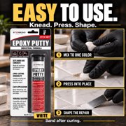 Starbond White Epoxy Putty, 2 oz, 1 pc. | High-Temperature Resistance - Steel-Reinforced, Waterproof Repair Stick for Plumbing, Tile & Appliance Repairs