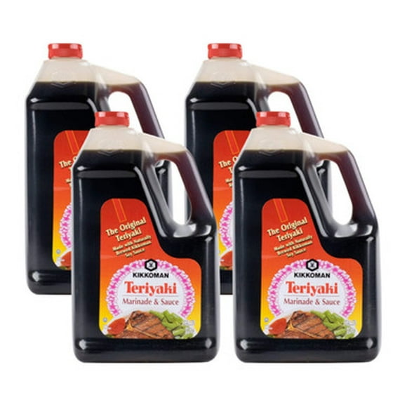 Kikkoman Teriyaki Marinade and Sauce 1 Gallon Containers - 4/Case - Infuse Flavor with Authentic Teriyaki Sauce