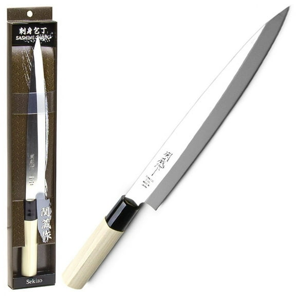 Sekizo Stainless Steel Japanese Kitchen Sashimi Knife with Wood Handle 14 inch (Blade: 8 inch) Made in Japan
