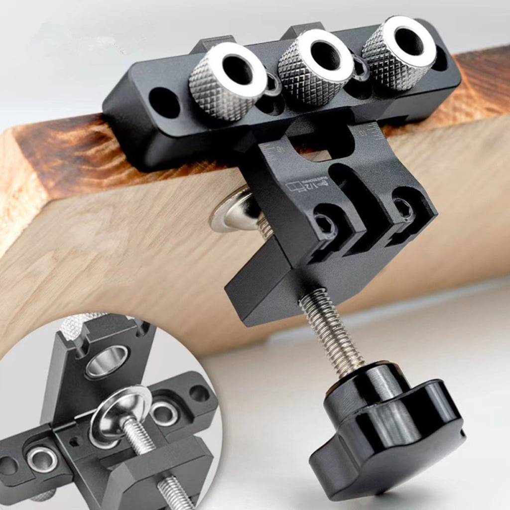 3 in 1 Drilling Locator Puncher Tool,Doweling Jig Drill Kits with 8/10/15mm Hole,Pocket Hole Jig Kits,3 Holes Joints Too