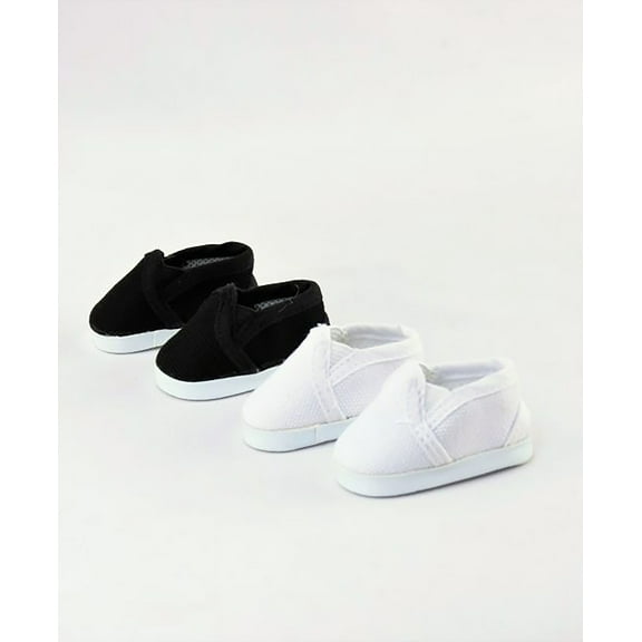 14.5 INCH DOLL: 2 pack of black and white slip on sneakers