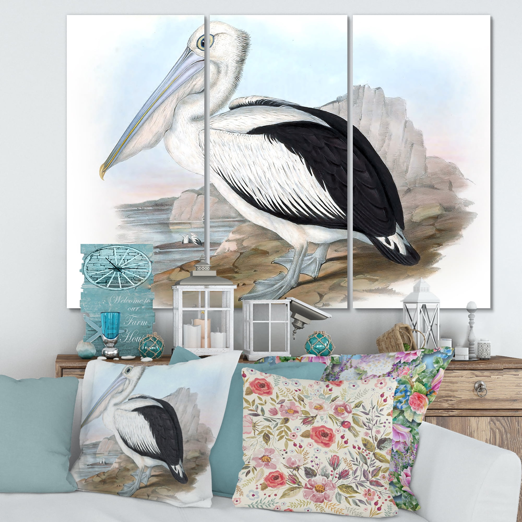 Designart ' Ancient Australian Birds VIII ' Traditional Canvas Wall Art Print