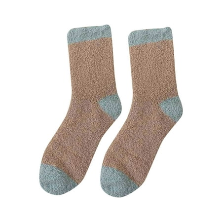 

Qxutpo Womens Socks Fall Winter Soild Color Warm Coral Warm Thick Home Stockings Socks