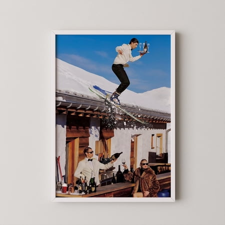 Vintage Skiing Poster: Retro Apres Ski Wall Art, Unframed Canvas 8x10in