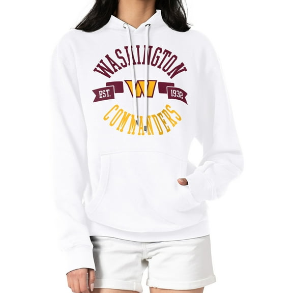 Women's G-III 4Her by Carl Banks White Washington Commanders City Graphic Team Fleece Pullover Hoodie