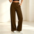 thumbnail image 3 of Bloomae Wide Leg Dress Pants Women Stretchy Pull on Work Slacks Elastic High Waisted Business Casual Trousers with Pockets, 3 of 6