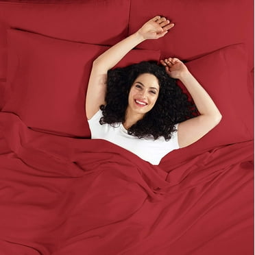 Empyrean King Size Sheets - 4 PC Super Soft King Sheets - Double Brushed Microfiber Sheets for King Size Bed - Hotel Luxury Burgundy Red King Bed Sheets Set, with 4 Corner Elastic Straps