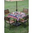 thumbnail image 4 of Outdoor Tablecloth with Umbrella Hole for Patio/Picnic/Party/Camping, 4th of July Waterproof Table Cloth Square Cover Washable, Independence Day Blue Red Plaid Gnomes (60"x 60"), 4 of 9