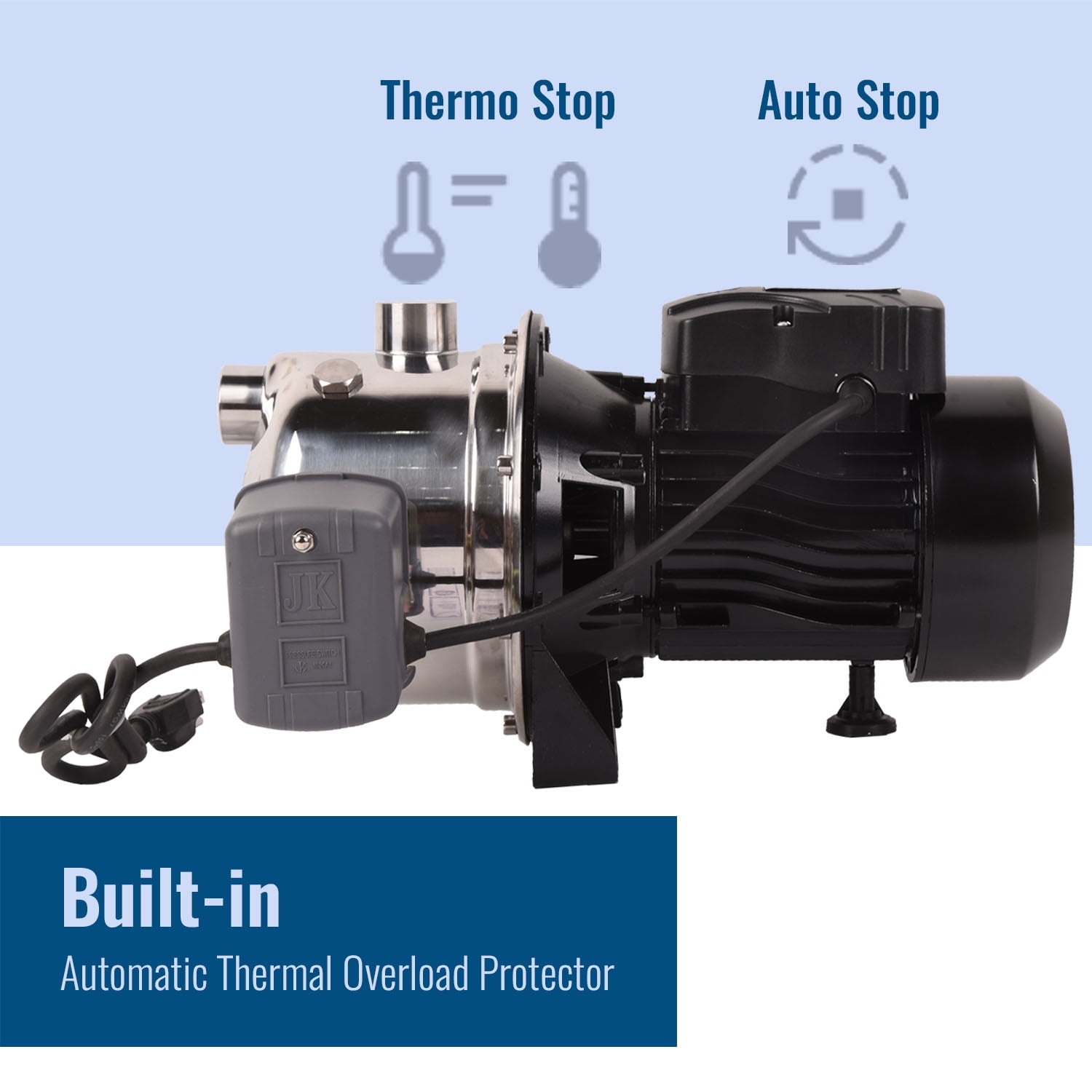 Dawot WAT-D0120C0005, 3/4HP, 110V, Deep Well Jet Water Transfer Pump, 18.5GPM