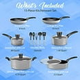 thumbnail image 2 of SereneLife Kitchenware Pots & Pans Basic Kitchen Cookware, Black Non-Stick Coating Inside, Heat Resistant Lacquer (15-Piece Set), One Size, Gray, 2 of 5