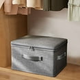 thumbnail image 6 of Luoshdecor Storage Bins with Zipper Lid Cotton Linen Fabric Storage Baskets Boxes，Foldable Washable Closet Shelf Clothes Organizer Container with Leather Handles, 6 of 6
