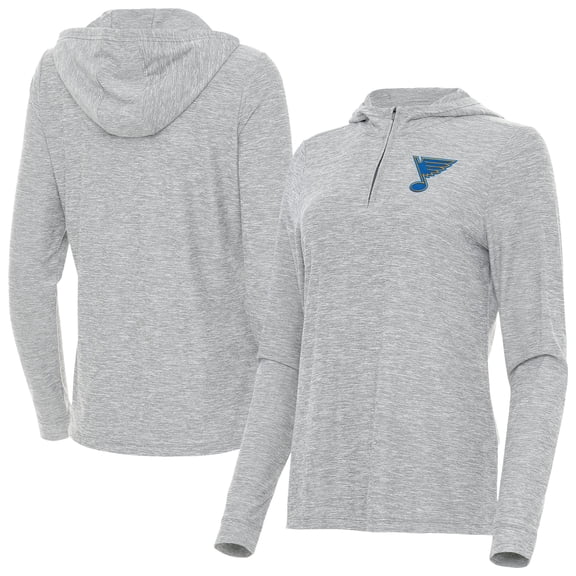 Women's Antigua Heather Gray St. Louis Blues Daybreak Quarter-Zip Hoodie