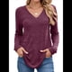 thumbnail image 1 of Camisetas de Larga para Mujer, Cuello en V, Suaves, Básicas, Holgadas, Informales, A Vino Tinto L, 1 of 9