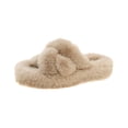 thumbnail image 2 of Pantuflas Peludas para Mujer, Sandalias Planas, Pantuflas de Casa con Puntera Abierta Y Forro para Damas con Suela de Goma, Pantuflas de Felpa para In Caqui, 2 of 8