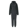 thumbnail image 4 of Women's One Piece Sleepwear Pajamas Autumn And Winter Solid Color Long Sleeved Zipper Hooded Romper, 4 of 8