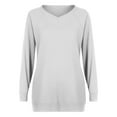 thumbnail image 2 of Aboser Womens Plus Size Tops Long Sleeve Spring T Shirts Casual Loose Fit Tunics Blouses Oversized V Neck Shirt with Pockets White M, 2 of 4