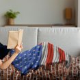 thumbnail image 3 of USA Soft Flannel Fleece Throw Blanket, Fourth of July Independence Day Vintage Brick Wall Rustic Architecture Backdrop, Cozy Plush for Indoor and Outdoor Use, 60" x 80", Blue Red Brown, by Ambesonne, 3 of 5